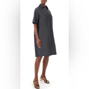 Ming Wang Chambray Shirt Dress Black Size XL